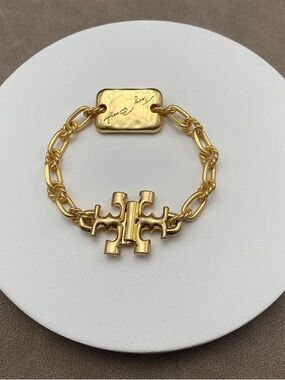 Tory Burch Gold Logo Link Bracelet